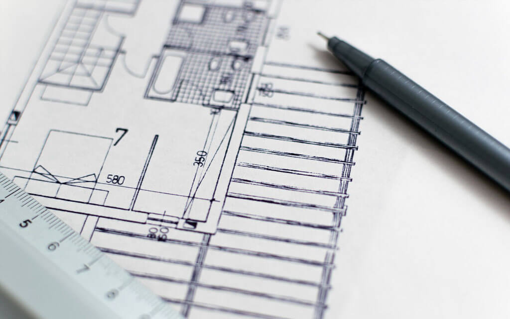 Planta arquitetônica com especificações