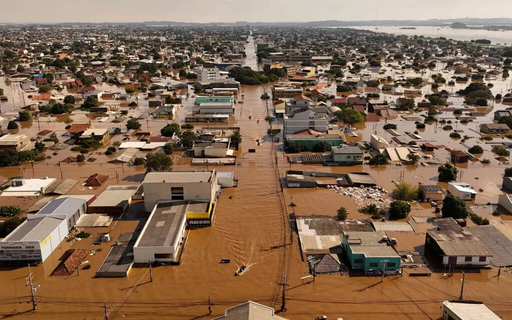 Acúmulo das águas na cidade de Canoas, Rio Grande do Sul, em 2024